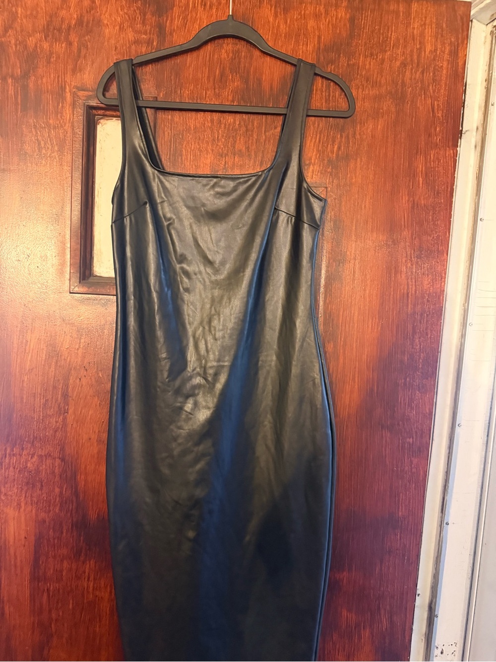 Forever 21 Black Faux Leather Midi Tank Dress